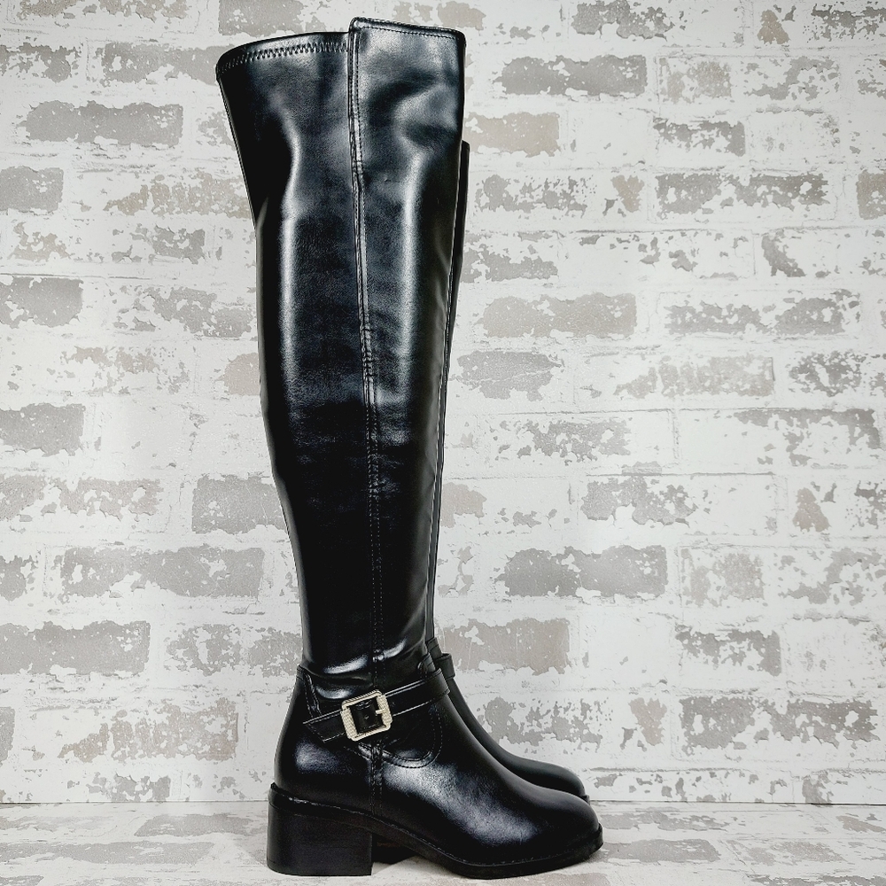 New DV by Dolce Vita Elyse Buckle Block Heel Black Boot.Over-The-Knee E878 - Picture 4 of 13